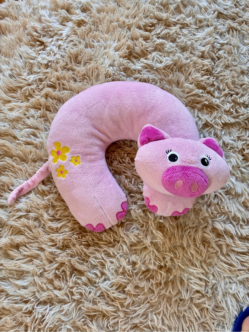 Pink Pig Plush Neck Pillow for Kids - Cozy Travel Comfort